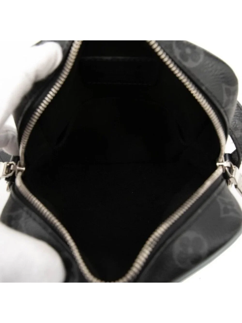 Louis Vuitton Epi Monogram Eclipse Danube PM Shoulder Bag Black Navy Gray